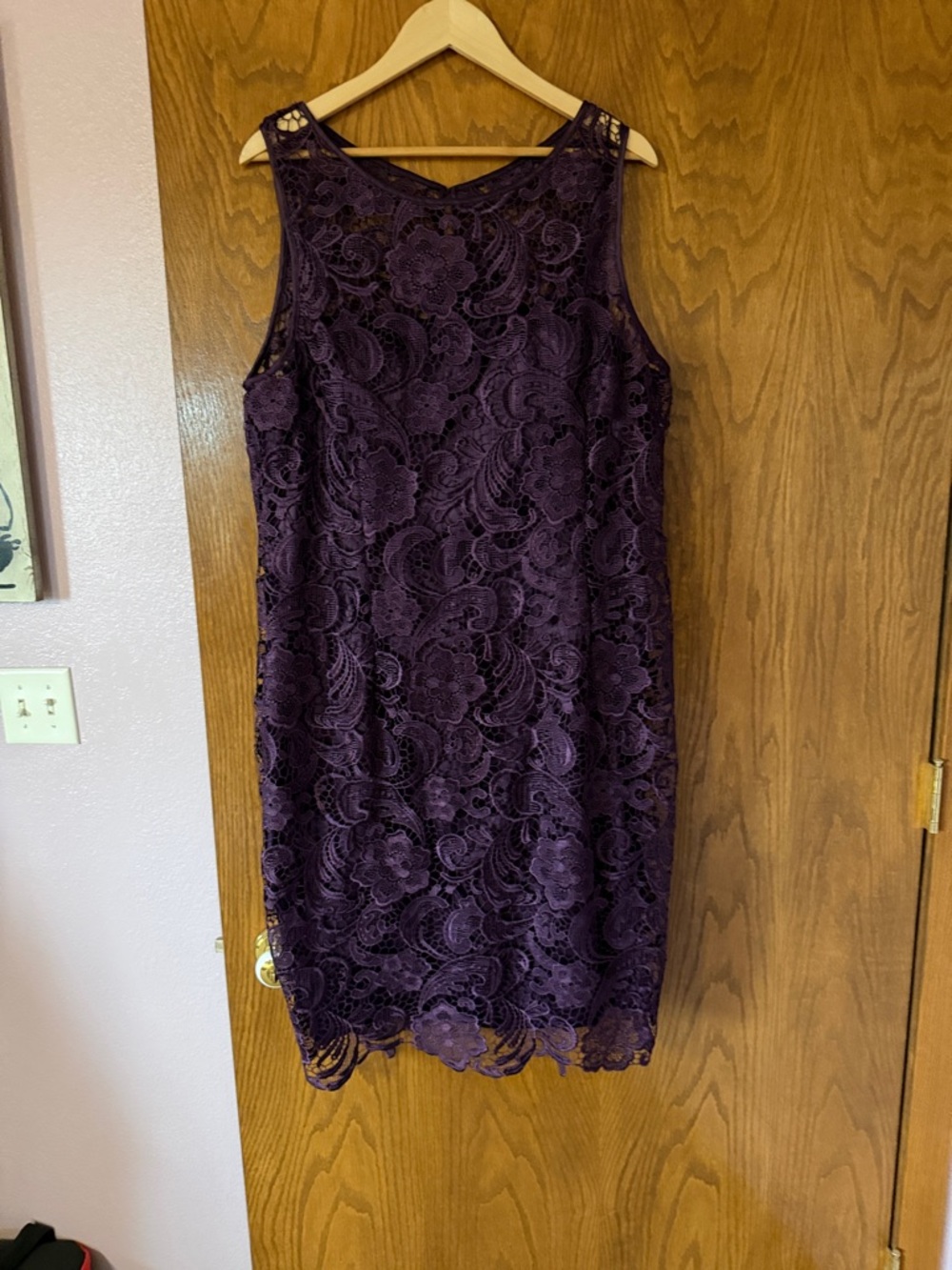 Adrianna Papell Sleeveless Purple Lace Midi Dress
